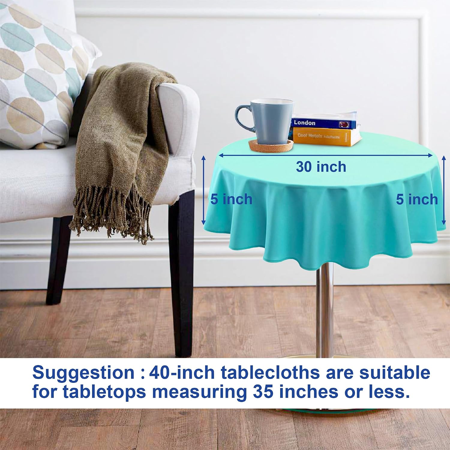 Hiasan Round Tablecloth, 40 Inch, dark blue, 1 Pack